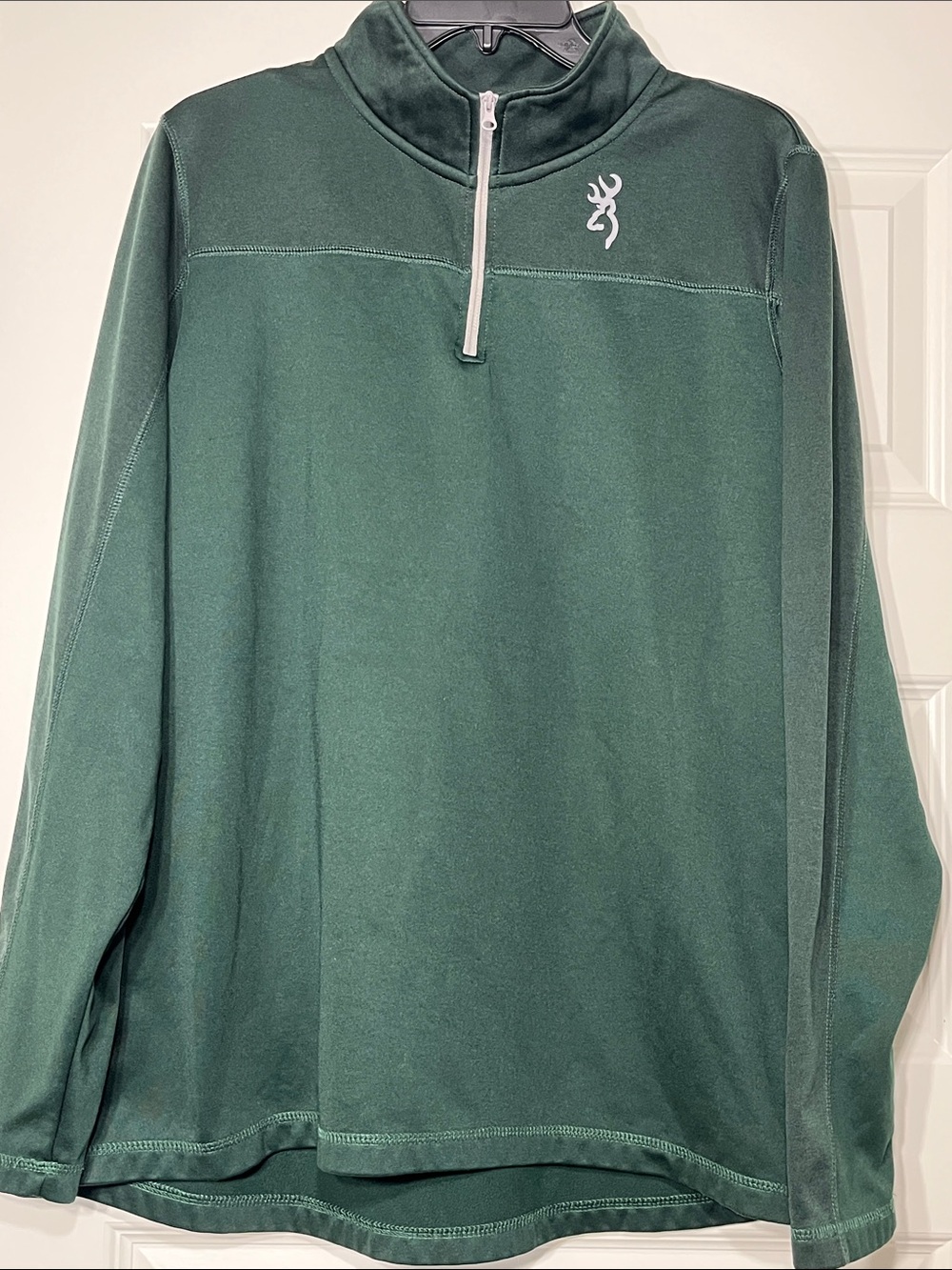 Browning XL Green 1/4 Zip Pullover Fleece Sweatshirt Buckmark Logo